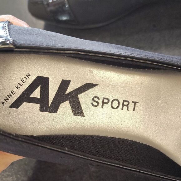 Anne Klein Sport Black Flats with Square Toe and Buckle - Picture 2 of 6